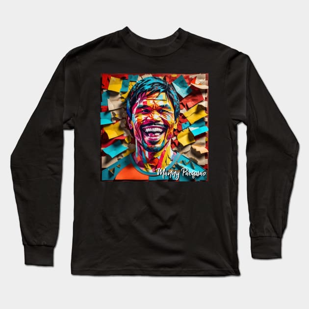 Manny Pacquiao // Paper Art Long Sleeve T-Shirt by Otmr Draws